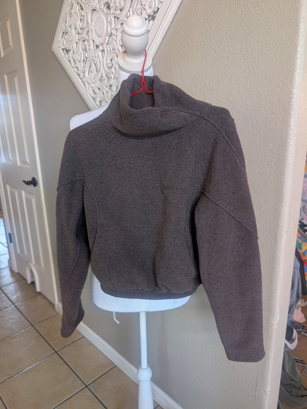 adidas Brown Cropped Funnel Neck Sweater